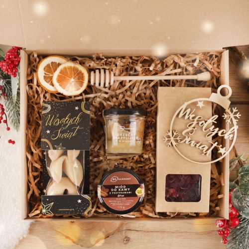 Zestaw prezentowy na święta. Box świąteczny na prezent. Świąteczny zestaw na prezent.