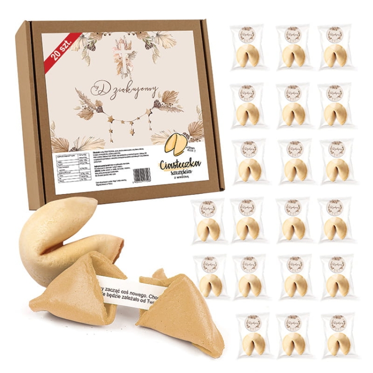 Zestaw ciasteczka z wróżbą na Komunię Świętą.