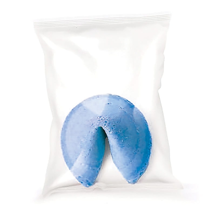 Niebieskie ciasteczka z wróżbą na baby shower. Baby shower dla chłopca.