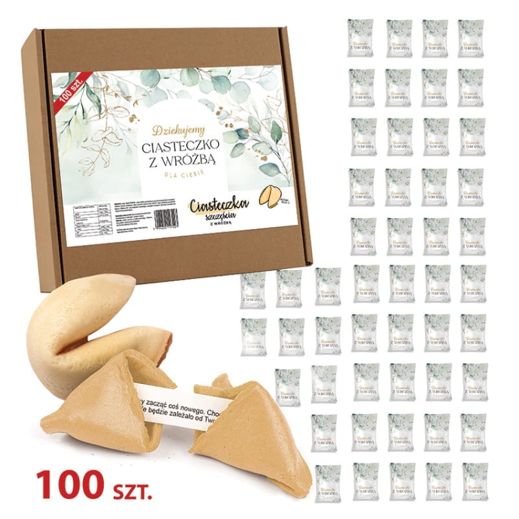 Zestaw ciasteczka z wróżą upominek dla gości. Ciasteczka z wróżbą na podziękowanie dla gości.