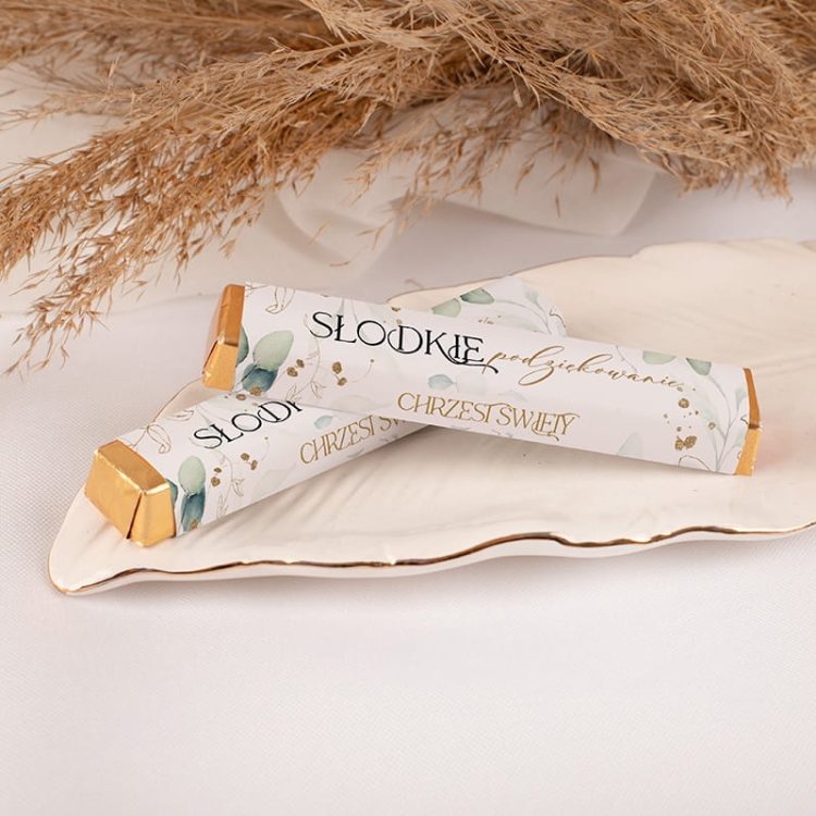 Czekoladki upominek dla gości na Chrzest Święty.