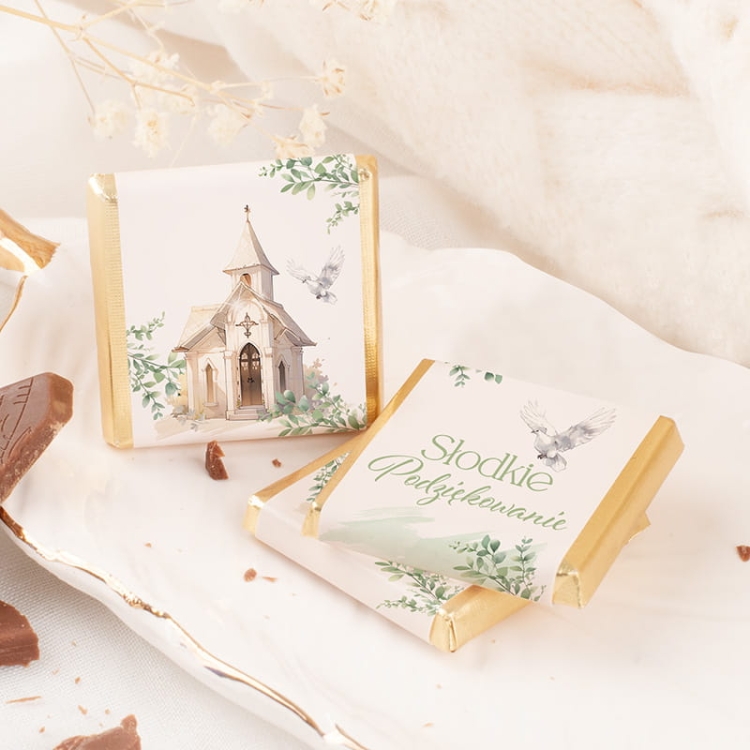 Czekoladki podziękowanie na Pierwszą Komunię Św./Chrzest Św.