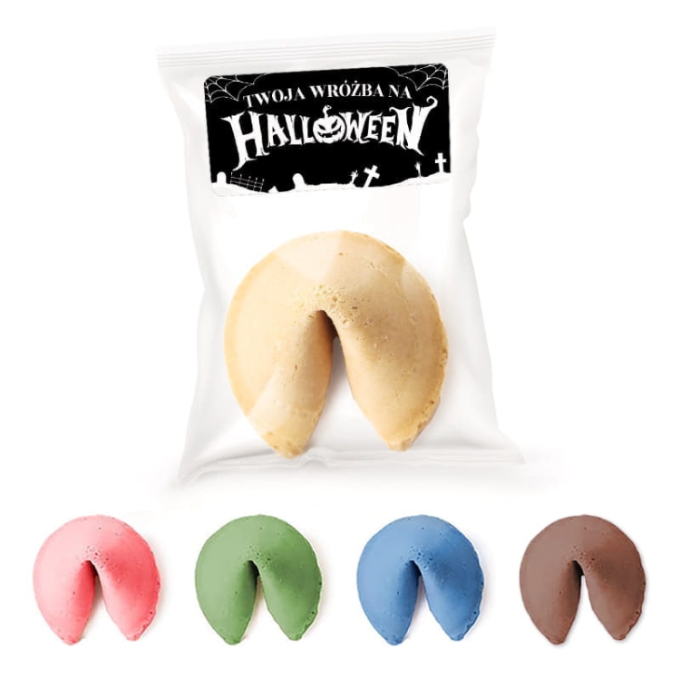 Ciasteczka dla gości z wróżbami w środku. Modny dodatek na przyjęcie halloweenowe.