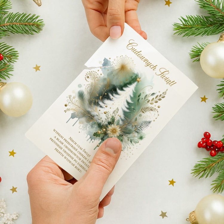 Zestaw opłatków z życzeniami idealny na wigilijny stół.