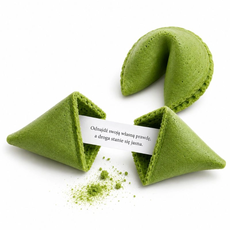 Zielone ciasteczko z wróżbą o smaku matcha