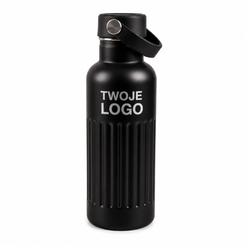 Personalizowana butelka termiczna reklamowa z eleganckim grawerem laserowym.
