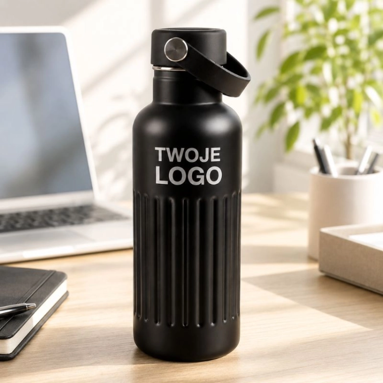 Elegancka butelka termiczna z personalizacją logo jako gadżet reklamowy.