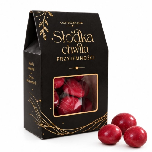 Wiśnie w czekoladzie w eleganckim czarnym pudełeczku to słodki upominek dla pracowników i klientów.