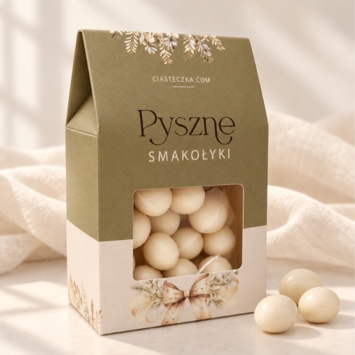 Eleganckie draże w ozdobnym opakowaniu sprawdzą się jako drobny prezent firmowy na różne okazje.