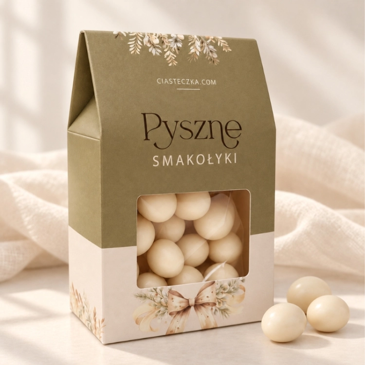 Eleganckie draże w ozdobnym opakowaniu sprawdzą się jako drobny prezent firmowy na różne okazje.