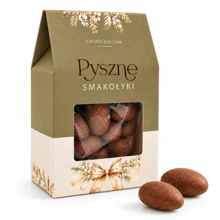 Migdały w czekoladzie z cynamonem w eleganckim pudełeczku to słodki upominek dla pracowników i klientów.