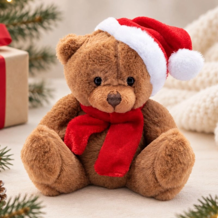Miękki pluszowy miś świąteczny na prezent mikołajkowy dla dzieci.