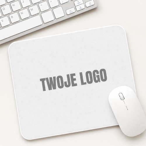 Personalizowana podkładka pod mysz z logo firmy, gadżet reklamowy na biurko dla pracownika lub klienta.