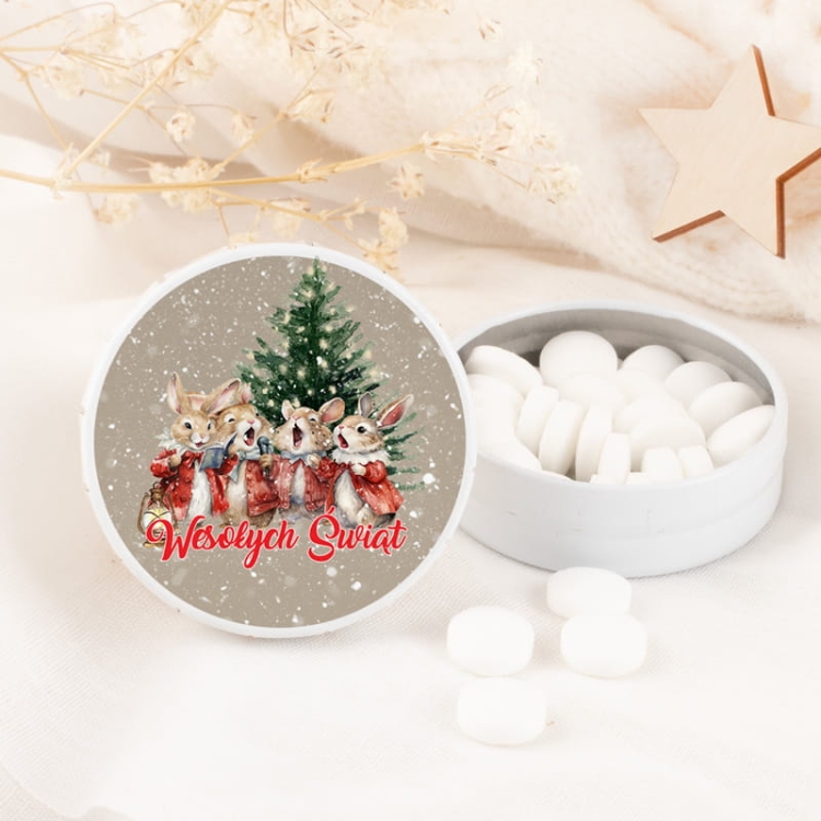 Cukierki świąteczne w postaci miętówek. Prezent na Boże Narodzenie.