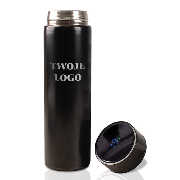 Termos z wyświetlaczem LED temperatury. Praktyczny prezent z logo firmy.