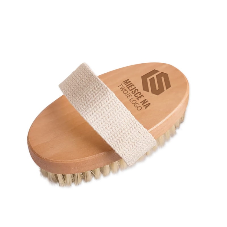 Szczotka do masażu na sucho. Grawerowana szczotka z logo firmy.