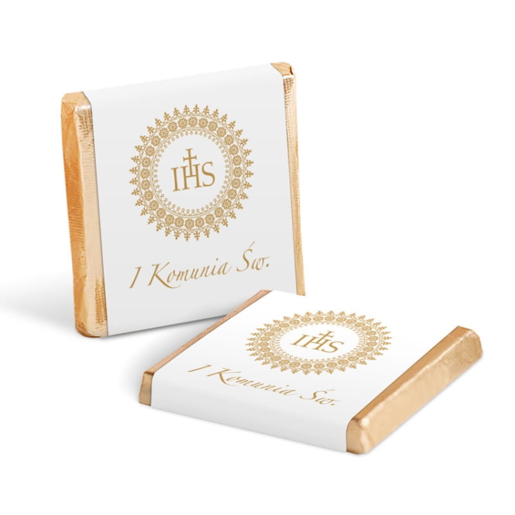 Podziękowania dla gości komunijnych. Belgijeskie czekoladki na komunię.