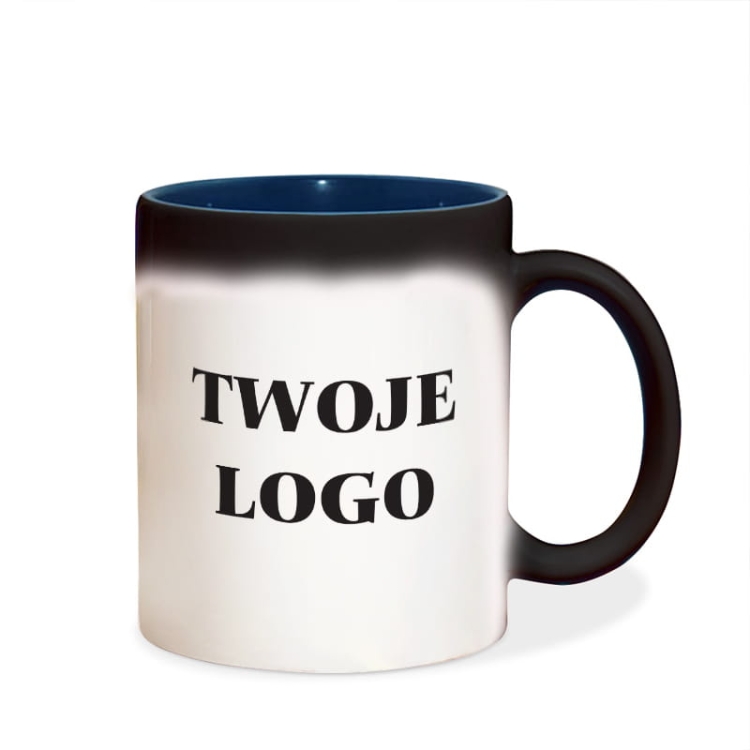 Magiczny kubek z logo firmy. Personalizowany kubek zmieniający kolor.