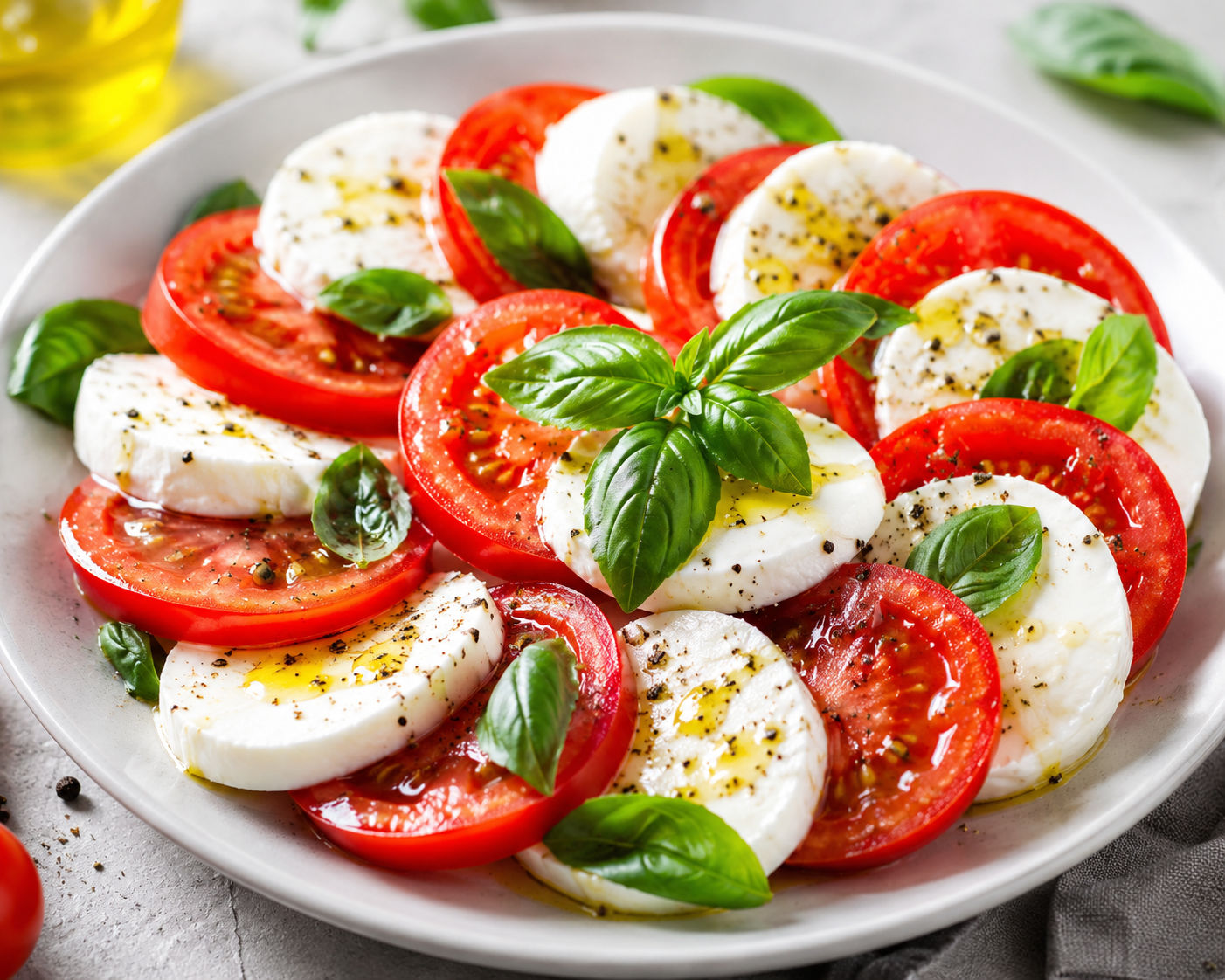 Caprese z pomidorów mozzarelli i bazylii