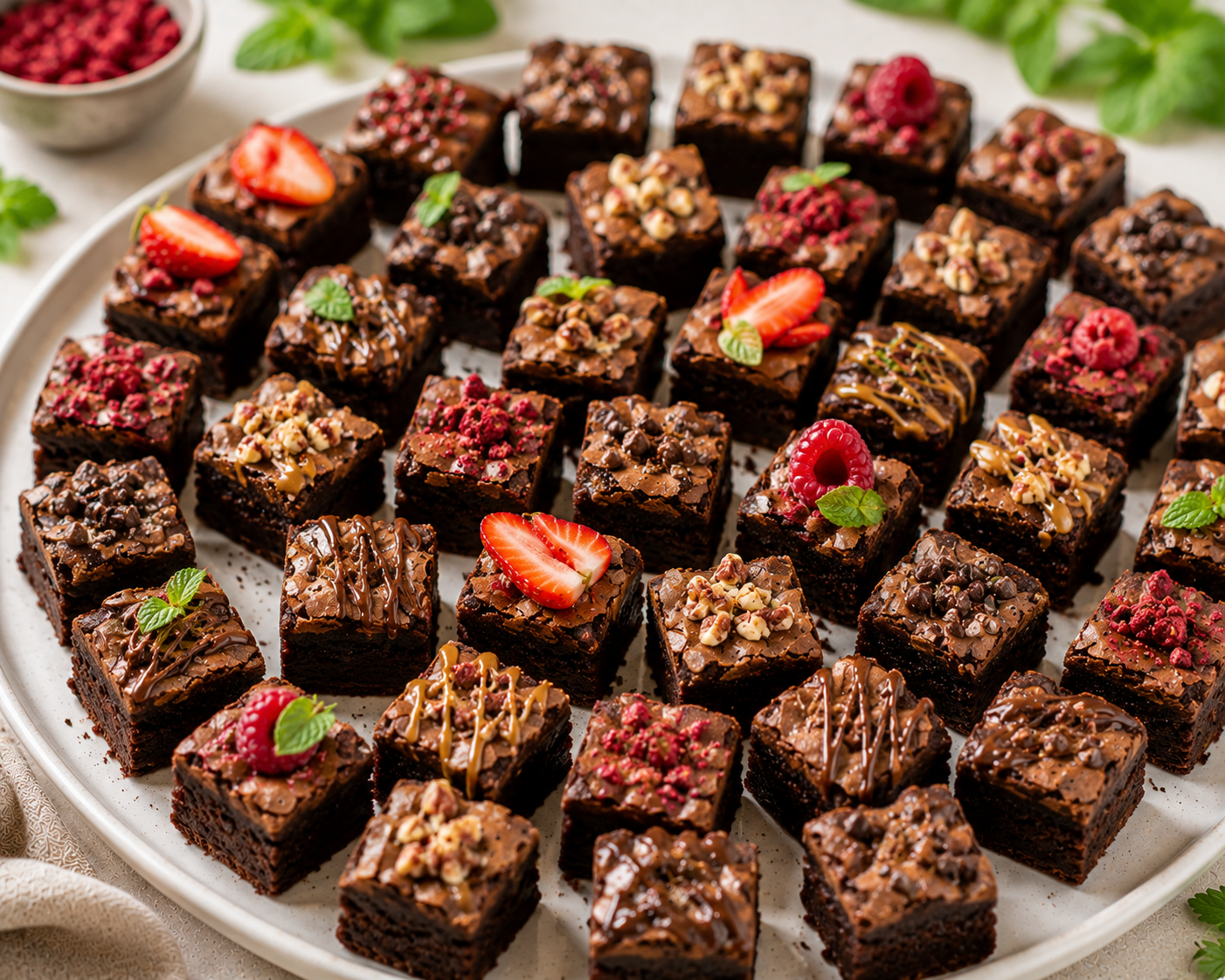 Brownie pokrojone w małe kostki na imprezę