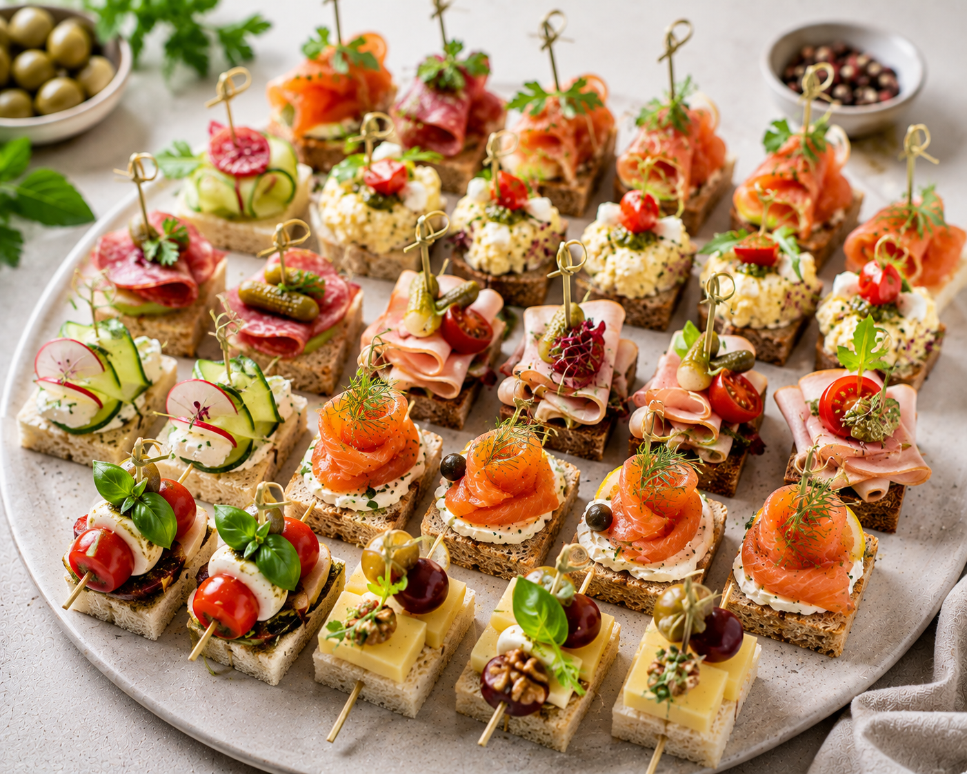 Małe grzanki i przekąski typu finger food